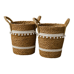 Set 2 Canastos Cesta Yute Diseño Algodón Tejido Rustico