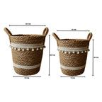 Set 2 Canastos Cesta Yute Diseño Algodón Tejido Rustico