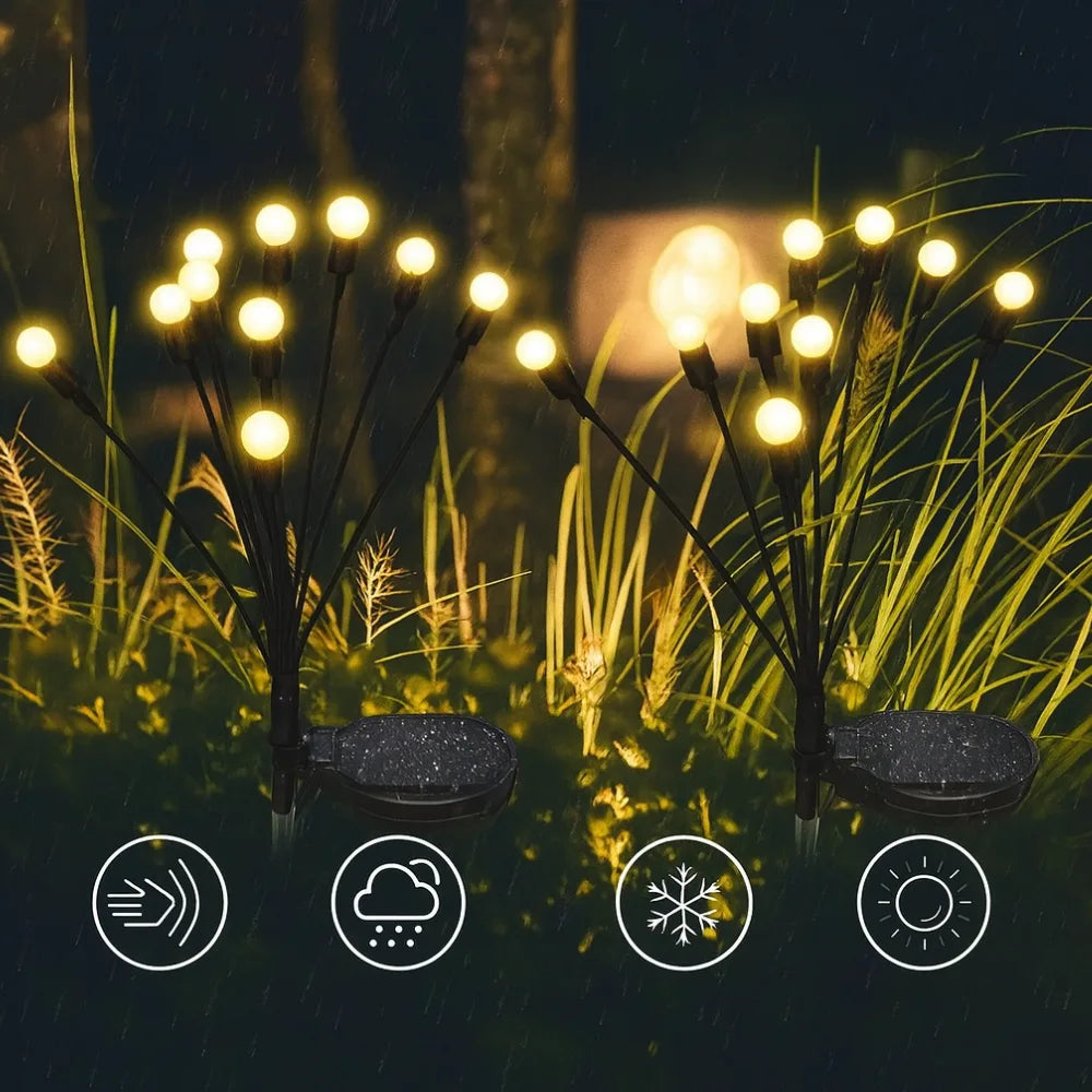 Set 2 Luces Solares Exterior Jardin Estaca Decorativa Led