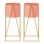 Set 2 Pedestales Porta Macetero Deco Rosado Grandes