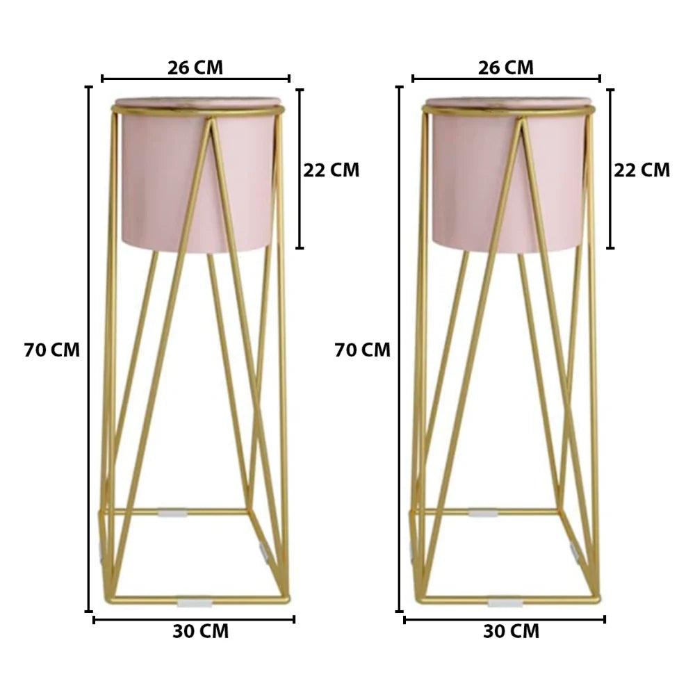 Set 2 Pedestales Porta Macetero Deco Rosado Grandes
