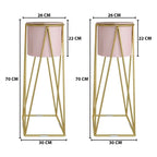 Set 2 Pedestales Porta Macetero Deco Rosado Grandes