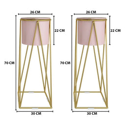 Set 2 Pedestales Porta Macetero Deco Rosado Grandes