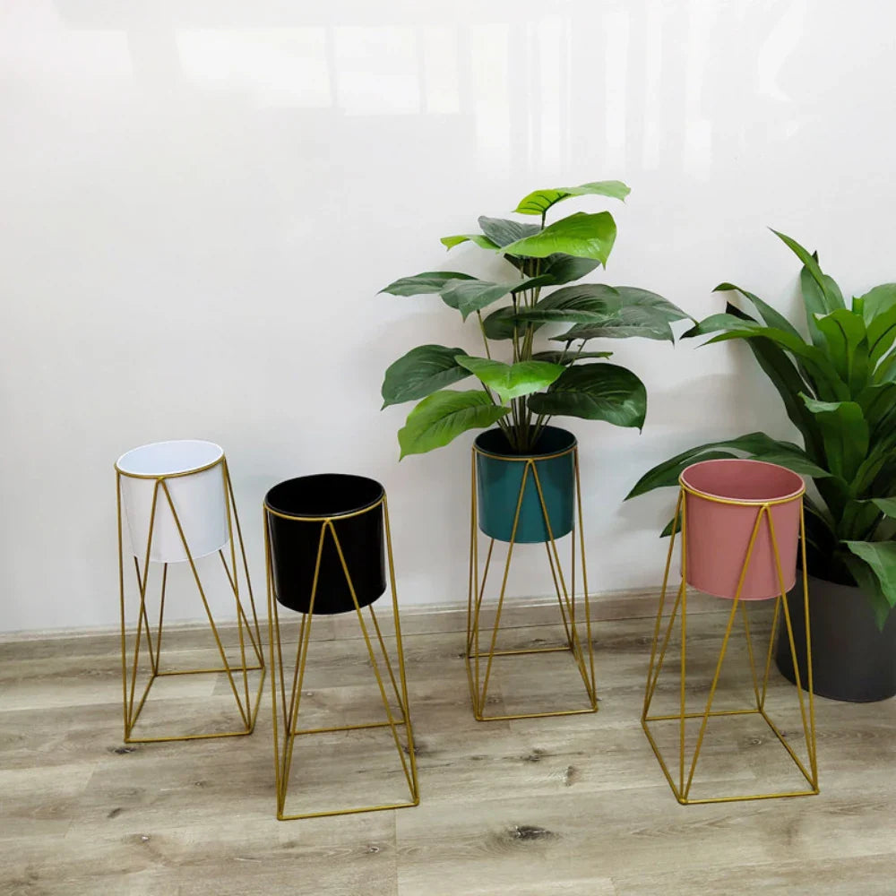 Set 2 Pedestales Porta Macetero Deco Rosado Grandes