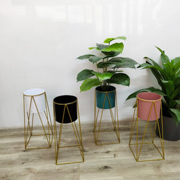 Set 2 Pedestales Porta Macetero Deco Rosado Grandes