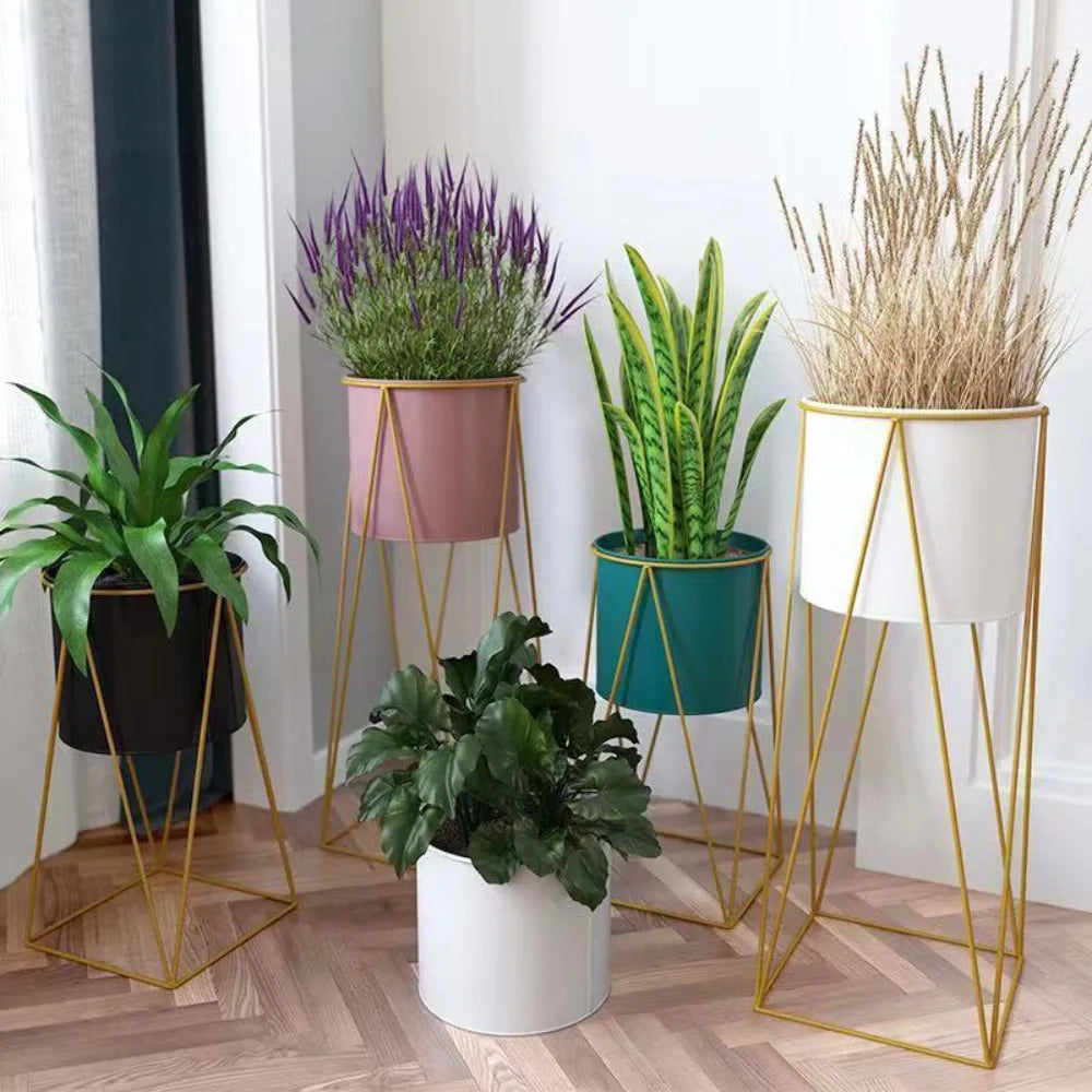 Set 2 Pedestales Porta Macetero Deco Rosado Grandes