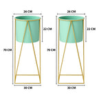 Set 2 Pedestales Porta Macetero Deco Verde Agua Grandes