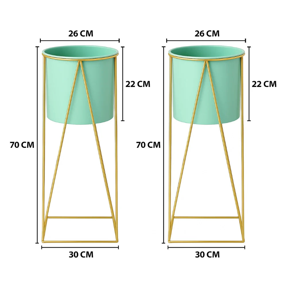 Set 2 Pedestales Porta Macetero Deco Verde Agua Grandes