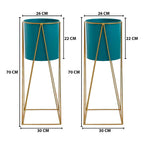 Set 2 Pedestales Porta Macetero Deco Verde Oscuro Grandes