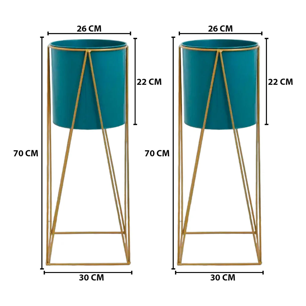 Set 2 Pedestales Porta Macetero Deco Verde Oscuro Grandes