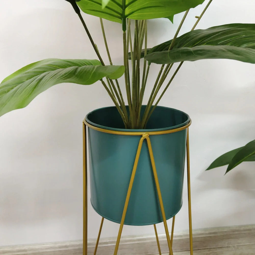 Set 2 Pedestales Porta Macetero Deco Verde Oscuro Grandes