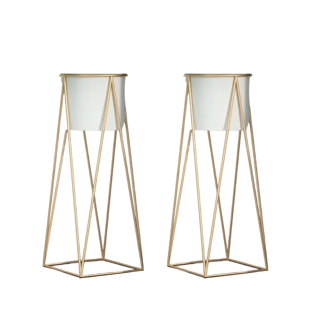 Set 2 Porta Macetero Pedestal Maceta Plantas Blanco Mediano