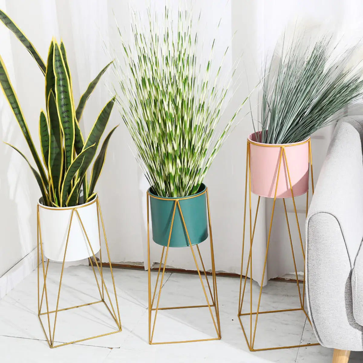 Set 2 Porta Macetero Pedestal Maceta Plantas Blanco Mediano