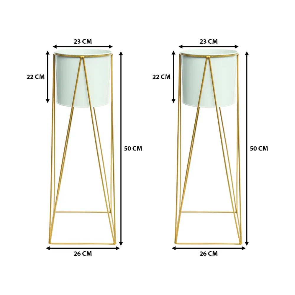 Set 2 Porta Macetero Pedestal Maceta Plantas Blanco Mediano