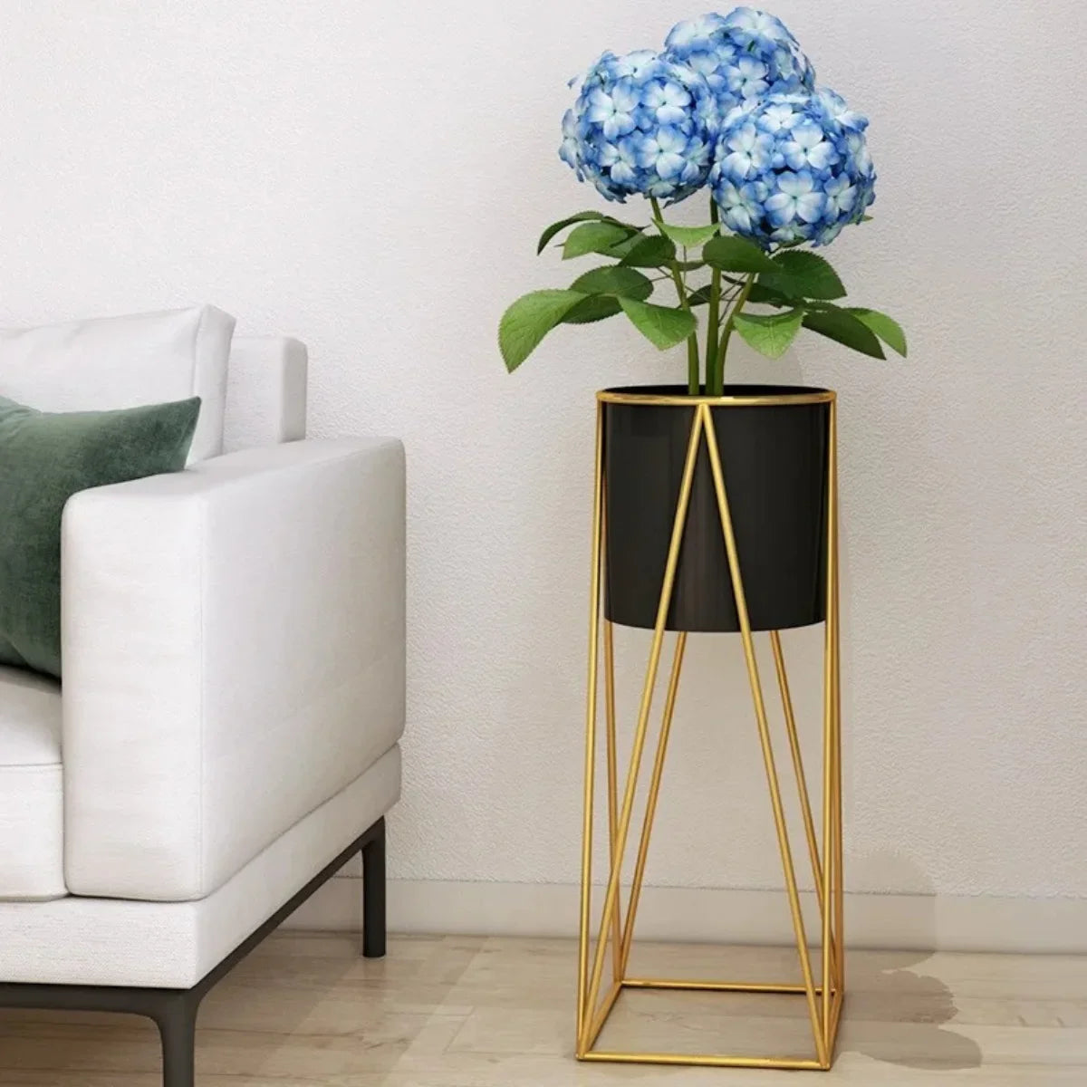 Set 2 Porta Macetero Pedestal Maceta Plantas Negro Mediano