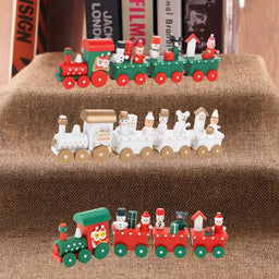 Set 2 Trenes Navideños Madera Decorativos Adorno Navidad