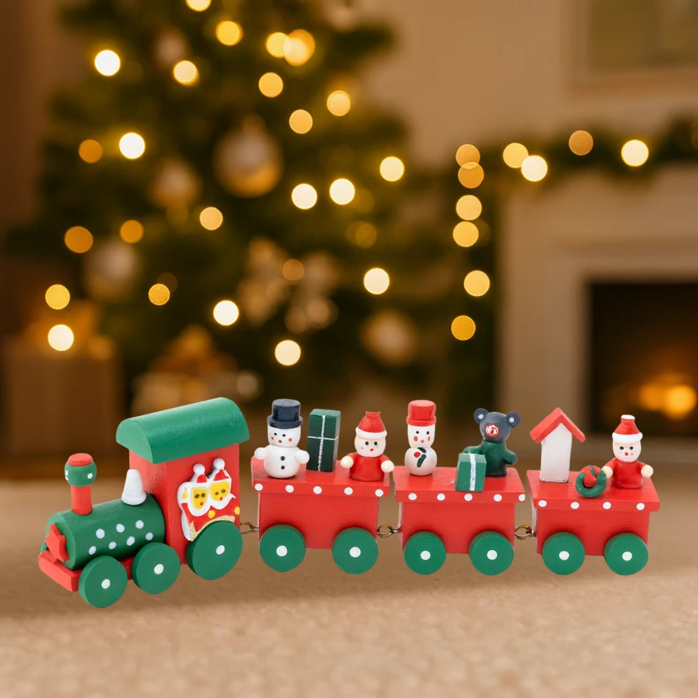 Set 2 Trenes Navideños Madera Decorativos Adorno Navidad