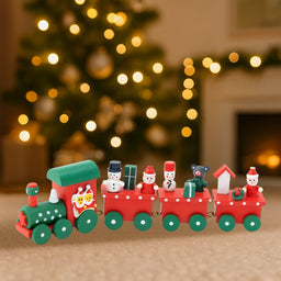 Set 2 Trenes Navideños Madera Decorativos Adorno Navidad