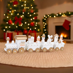 Set 2 Trenes Navideños Madera Decorativos Adorno Navidad