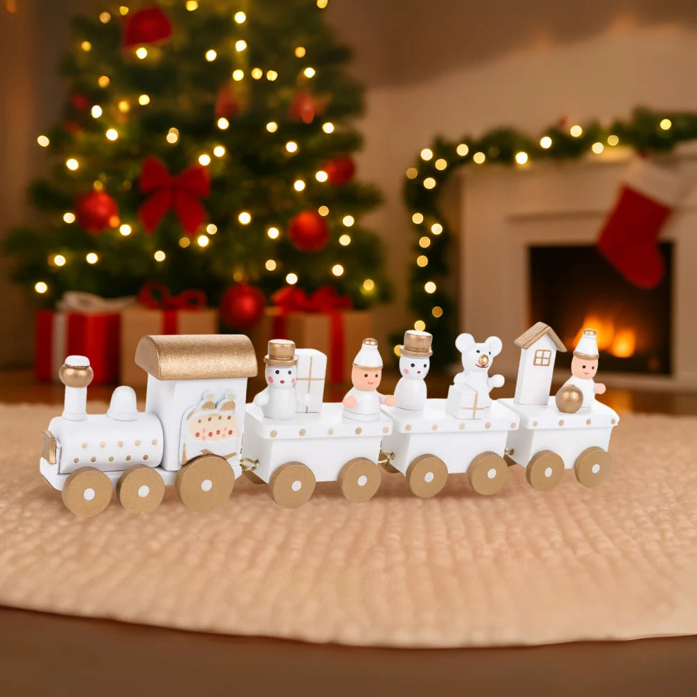 Set 2 Trenes Navideños Madera Decorativos Adorno Navidad