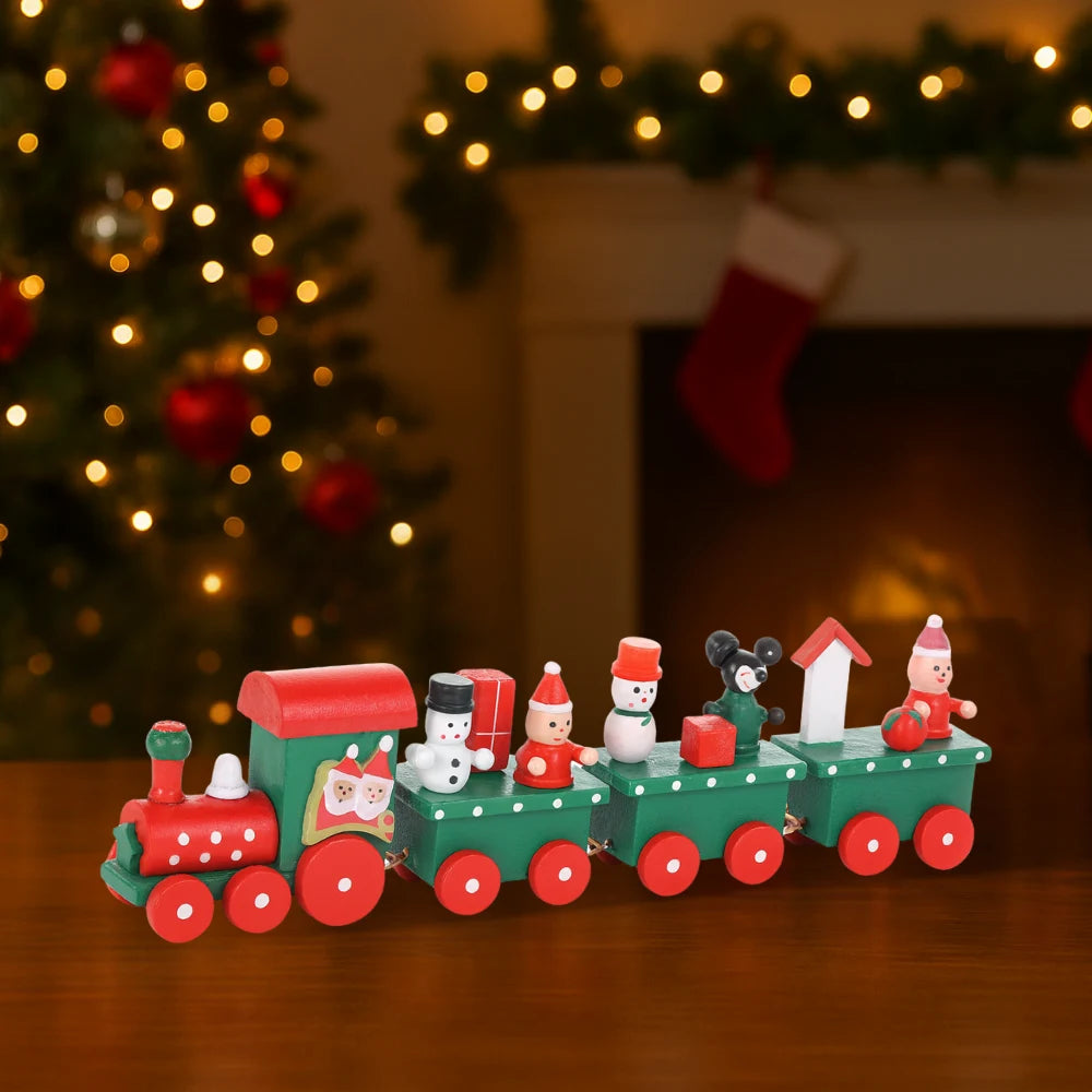 Set 2 Trenes Navideños Madera Decorativos Adorno Navidad