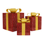 Set 3 Cajas de Regalo Navidad Decorativas Con Luces Adorno