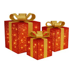 Set 3 Cajas de Regalo Navidad Decorativas Con Luces Adorno