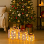 Set 3 Cajas de Regalo Navidad Decorativas Tornasol Con Luces