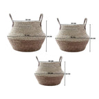 Set 3 Macetero Cesto Maceta De Yute Tejida Plegable Con Asas