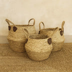 Set 3 Macetero Cesto Maceta De Yute Tejida Plegable Con Asas