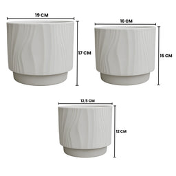 Set 3 Maceteros Maceta De Ceramica Blanco Con Lineas