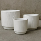 Set 3 Maceteros Maceta De Ceramica Blanco Con Lineas