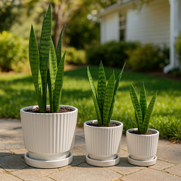 Set 3 Maceteros Maceta De Cerámica Blancos Diseños Lineas