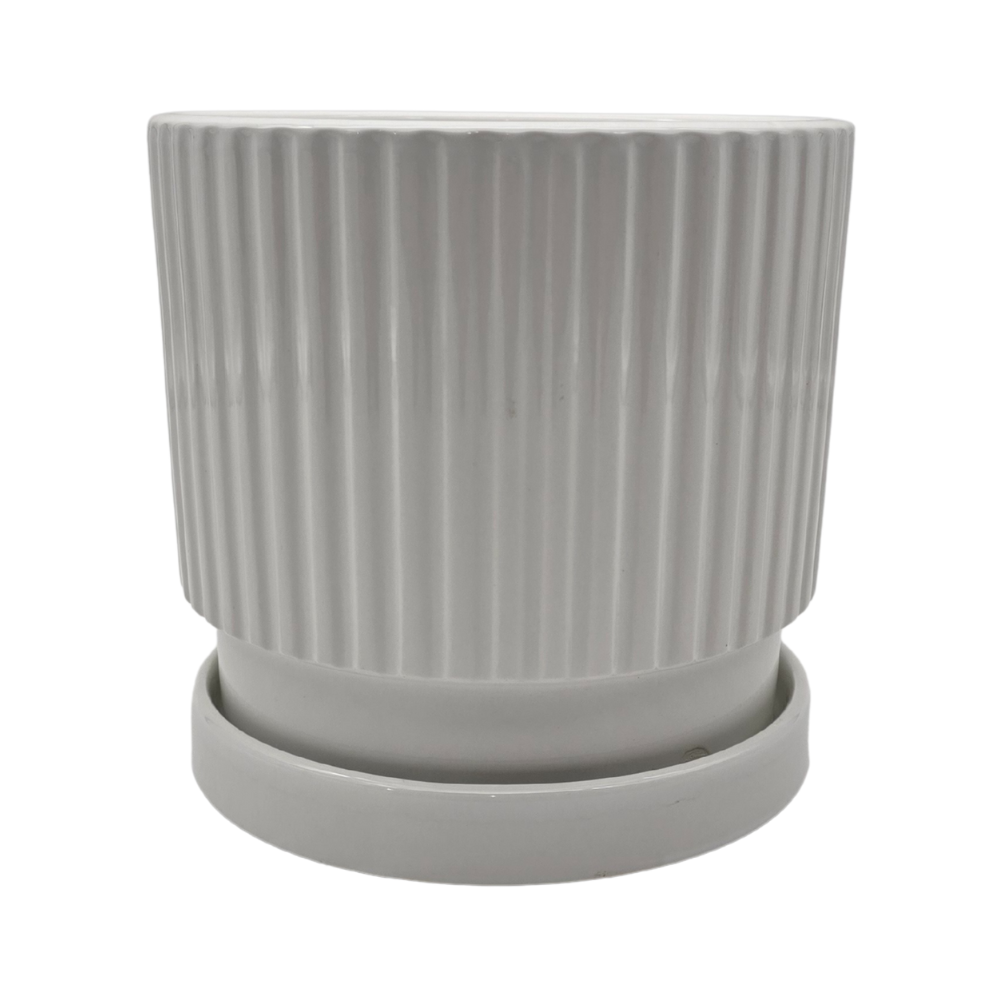 Set 3 Maceteros Maceta De Cerámica Blancos Diseños Lineas