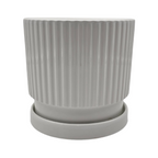 Set 3 Maceteros Maceta De Cerámica Blancos Diseños Lineas