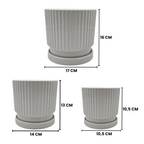 Set 3 Maceteros Maceta De Cerámica Blancos Diseños Lineas
