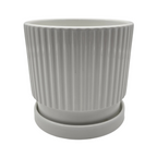 Set 3 Maceteros Maceta De Cerámica Blancos Diseños Lineas