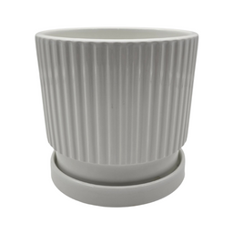 Set 3 Maceteros Maceta De Cerámica Blancos Diseños Lineas