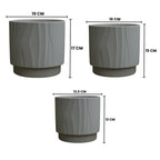 Set 3 Maceteros Maceta De Ceramica Gris Con Lineas