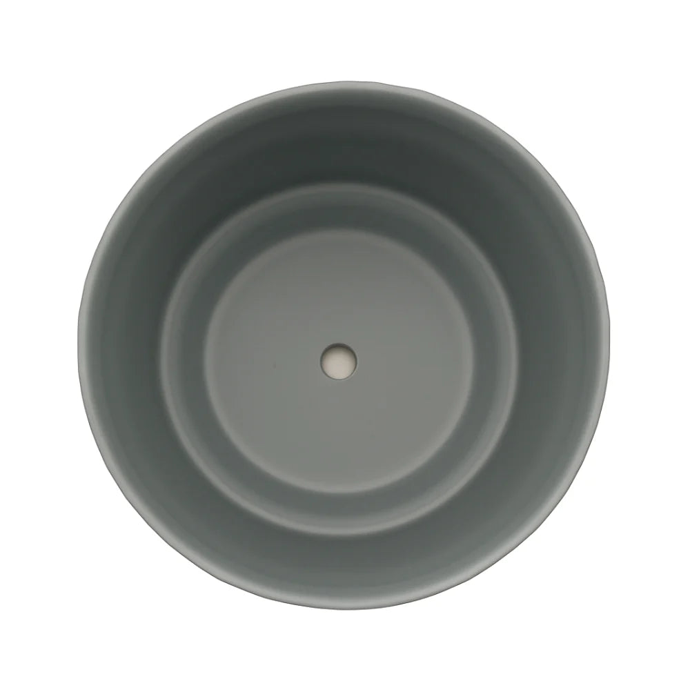 Set 3 Maceteros Maceta De Ceramica Gris Con Lineas