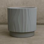 Set 3 Maceteros Maceta De Ceramica Gris Con Lineas