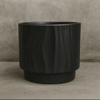 Set 3 Maceteros Maceta De Ceramica Negro Con Lineas