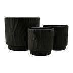 Set 3 Maceteros Maceta De Ceramica Negro Con Lineas