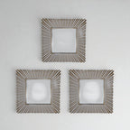 Set 3 Marcos De Espejos Cuadrados Blancos Dorados