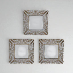Set 3 Marcos De Espejos Cuadrados Blancos Dorados