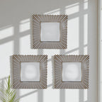 Set 3 Marcos De Espejos Cuadrados Blancos Dorados