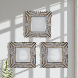 Set 3 Marcos De Espejos Cuadrados Blancos Dorados
