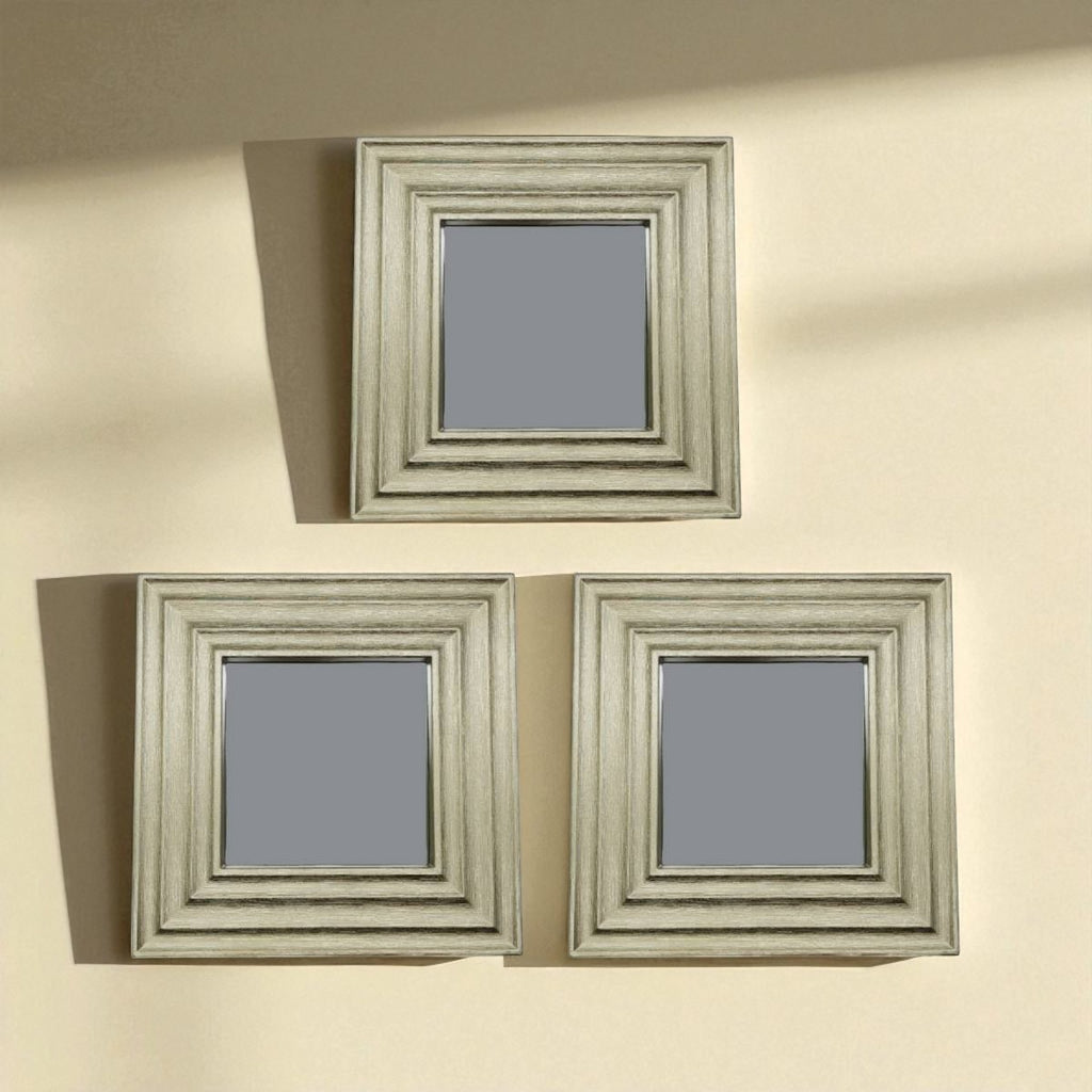 Set 3 Marcos De Espejos Cuadrados Dorados