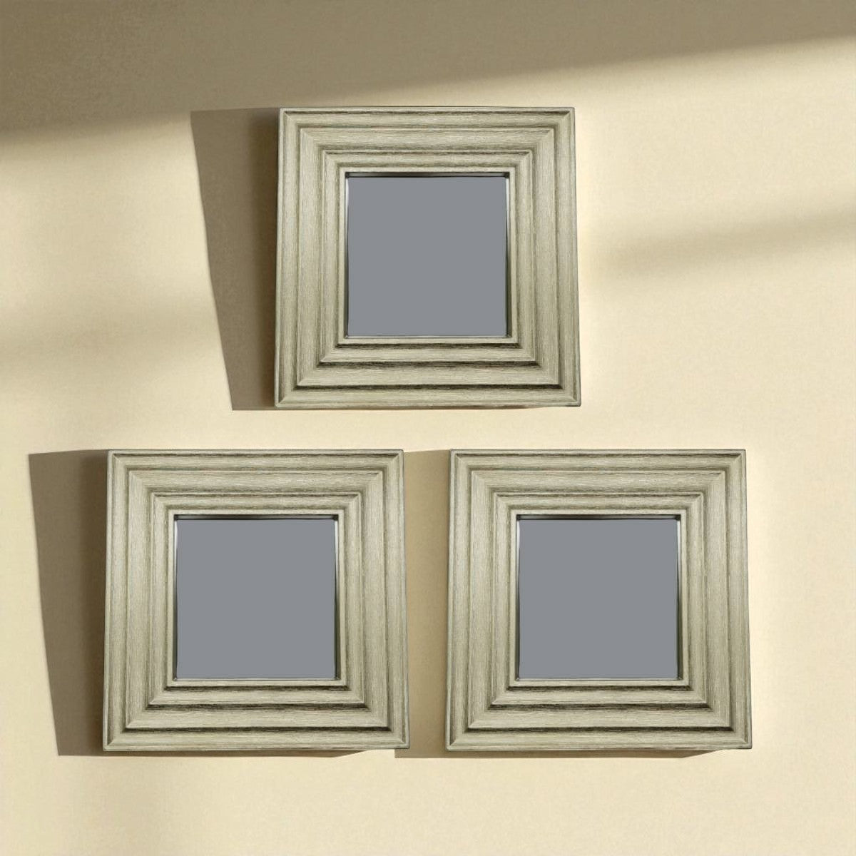 Set 3 Marcos De Espejos Cuadrados Dorados