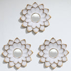 Set 3 Marcos De Espejos Flor De Loto Decorativo Blanco Deco